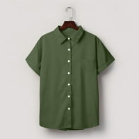 Cherella Casual V Crt Crt Calt dolje majice za ženske bluze s kratkim rukavima Vojska Green, XL