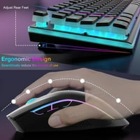 L Wireless tastatura i miš, 3000mAh punjiva RGB tipkovnica pune veličine sa pudingom KINAPS + 4800DPI