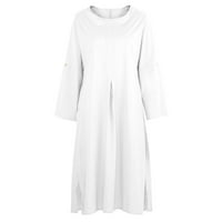 WAVSUF haljine za žene dugi klirens labav dugi rukav maxi ljeto i jesen bijele haljine veličine l