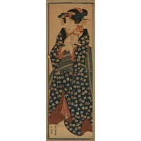 Keisai Eisen Black Ornate Wood Framed Double Matted Museum Art Print Naslijed: Neko Odaku Museme