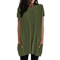 Prevelike majice za žene Grafički tee Ljeto Ležerne prilike Čvrsto labavi pulover Krewneck Bluza s kratkim