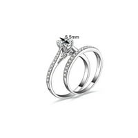 Postavite prsten sjajan kubni cirkonijski pozlaćeni srebrni romantični par prsten za vjenčanje