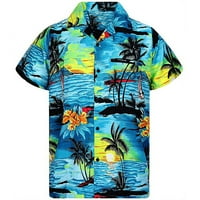 Wozhidase Muška košulja Muška casual gumba Havaji Print Beach Kratki rukav Brza bluza Havajska majica