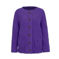 Wendunide džemperi za žene Women plus veličine plišani džepovi džepovi Outerwear Dugmes Cardigan kaput