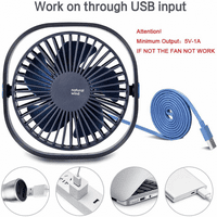 USB ventilator, mini ventilator s brzinama jaki vjetar i 360 ° okretni, prenosivi ventilator za radnu