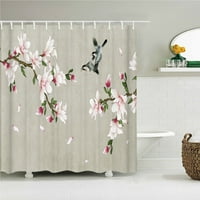 Prekrasna biljna cvijeća uzorka ptica od tkanine za tuširanje vodootporna zastolje za kupanje za kupatilo