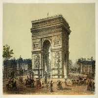 Gravure Paris EN: L 'Arc de L' Etoile Coll Poster Print