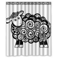 Ovce na bijeloj pozadini vodootporno poliesterski tkanini za tuširanje