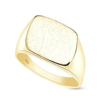Pravokutni prsten za sigurnož u 14K žutom pozlaćenom srebru za muškarce, veličine prstena 10