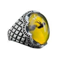 Prstenovi za žene Vintage Veliki ovalni kamen Prstenje moći vintage umetnuti žuti crveni cirkonski prstenovi