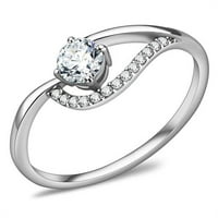 Alamode DA105- Ženski prsten od nehrđajućeg čelika visokog poliranog od nehrđajućeg čelika sa AAA CRT CZ-om - Veličina 6