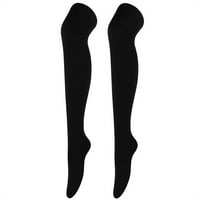 Riforla parovi Ženska modna čvrsta boja preko koljena dugih čarapa visoke čarape crna jedna veličina