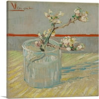 Sprig cvjetnog badema u staklenoj platnu Art Print Vincent Van Gogh - Veličina: 36 36