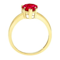 1.0ct kruška rez crvena simulirana rubina 18K žuta zlatna godišnjica za angažman prsten veličine 5
