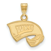 Čvrsti 14K žuti zlatni zapadni Kentucky univerzitetski mali privjesak
