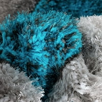 Moira plavi geometrijski trellis debeli mekani plišani 3D tepih za teksturirani shag