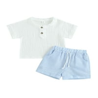 MUBINEO Toddler Boys Shorts setovi solidne boje kratkih rukava kratkih rukava i nosača za kratke hlače