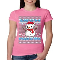 Divlji Bobby, snijeg Malone Snjegović lice Tatoo parodija ružni božićni džemper žene tanki fit junior