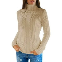 Tosmy Womens Dukseri ženska jesenska zima obična turtlenack dugi rukava pleteni džemper zimska odjeća