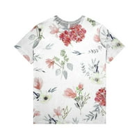 Bluze s kratkim rukavima za slobodno vrijeme cvjetno modno vrhovi vrata za žene bijele 2xl