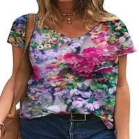 Avamo ljetni cvjetni povremeni tunički bluza za žene Ženske dame kratki rukav labavi vrhovi T-majice Bluza vrhovi praznične zabave Bluza za slobodno vrijeme