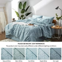 Jednostavna plava Potpuna kompretova - Pintuck krevet za krevet u torbi sa udobnim, listovima, jastucima