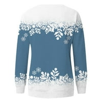 Yubatuo ženska jesenina i zimska modni božićni Creative snjegović Print okrugli vrat Dugi rukav džemper