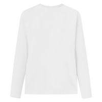 Flowy vrhovi za ženske majice za kafu Ispiši labavi okrugli vrat dugih rukava majica prozračna pulover