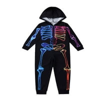 Porodica Halloween Podudaranje PJS postavlja kostur Print Zip Up Hoodie Jumpsuits Onesie Cosplay kostim
