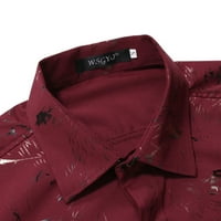 Muška posteljina majica niz majicu s dugim rukavima Casual Recorel Fit Top Majice Bronzing tiskani gumb