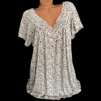 Yuwull Women S Plus veličine vrhova za majice Majice kratki rukav V-izrez casual bluze bijeli 4xl