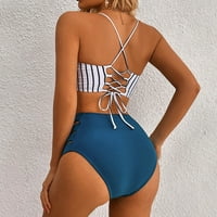 Ženske pruge seksi push-up podstavljena brata plaža Bikini set kupaće kostim, plavo