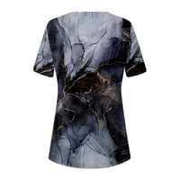 Bluze za žene FIT Ljetni okrugli vrat kratki rukav tiskani rukav nepravilni split majica Pulover TOP