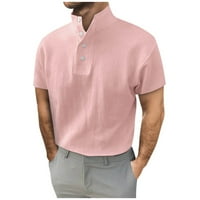 Tking modne muške majice casual modni kratki rukav čvrsti bolovni gumb s visokim ovratnikom Top majice