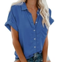 Bluza s rukavima kratka casual Popularna modna tee vrhova džepna gumb Žene ženske majice