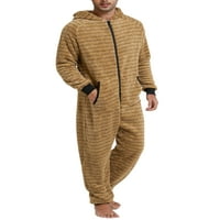 Muški zatvarač po jednoj pidžami duksevi za kombinezon kamila Solid Stripe Onedeie Domaća za spavanje
