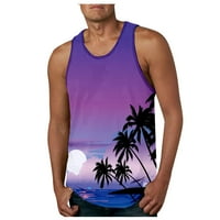Muški modni havajski stil plaža Sportski tenkovi muške teretane Print Vest Purple XL
