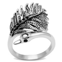 3W - rodijum mesingani prsten sa gornjim klasnim kristalom u crnom dijamantu