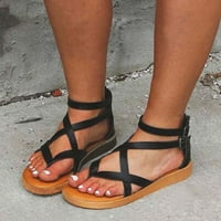 BINMER Ljetne žene ravne otvorene nožne ploče sandale za sandale kopče Čvrsta boja cipele