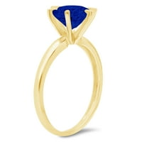 Simulirani plavi safir 14K žuti zlatni godišnjički angažman prsten 9k Veličina 9K