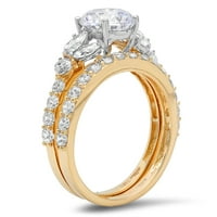 3. CT sjajan okrugli rez originalni kultivirani dijamant si1-si J-K 18K žuti bijeli zlatni angažman vjenčanica sjednica dizajnerskog prstena BW set veličine 4