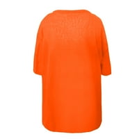 Ženske majice Ženska ljetna plus veličina labava moda V-izrez bombona Boja majica kratkih rukava narandžasta
