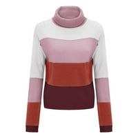 PIMFILM Dugi pulover Duge za žene Ženske zbojene pulover Dukseri Plus Veličina Zimska odjeća Pink XL