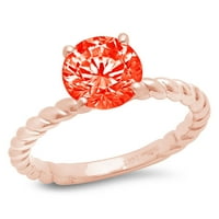 2. CT sjajan okrugli rez prozirni simulirani dijamant 18k ružičasti zlatni pasijans prsten sz 5.75