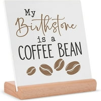 Moj rodni kanet je keramička tablica za kafu zrna s drvenim štandom u kancelariji za ukrašavanje stola