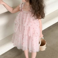 Djevojke haljine špagete haljina haljina Ljeto ljubav tiskana srednja i mlada princezna neto pređa haljina
