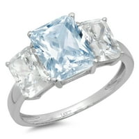 4CT smaragdni rez plavi simulirani dijamant 18k bijelo zlato graviranje izjava godišnjica Angažman vjenčanja