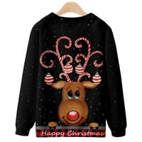 Odeerbi božićna crewneck dukserica za muškarce casual moda 3d digitalni pulover s dugim rukavima crni