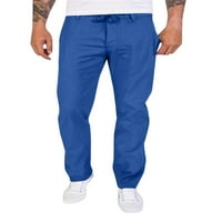 Muške posteljine pantalone plus veličine odijela hlače od pune boje casual labavo plaža radna pantalona