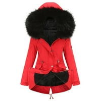Modne žene zimske plus veličine čvrste boje dolje kaput dugi rukav patentni džepni kaput topla jakna